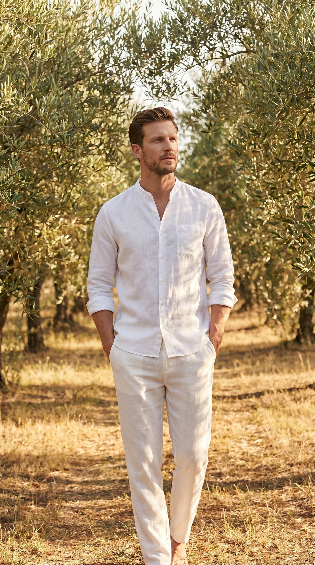 Sergio | Conjunto de Lino de Manga Larga Hombre Camisa y Pantalón