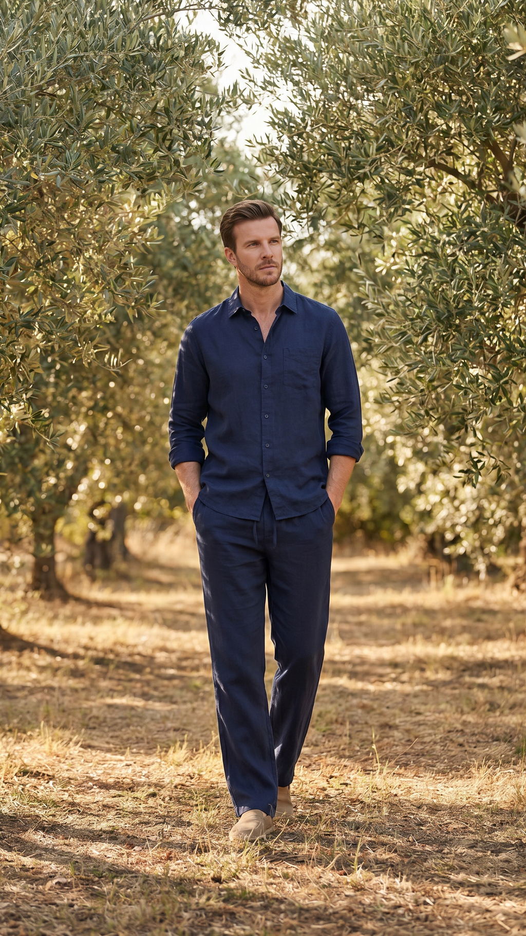 Sergio | Conjunto de Lino de Manga Larga Hombre Camisa y Pantalón