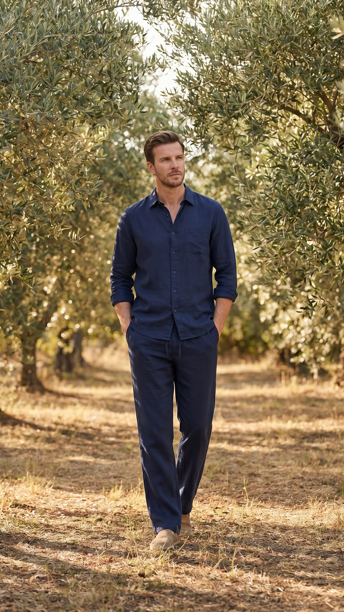 Sergio | Conjunto de Lino de Manga Larga Hombre Camisa y Pantalón