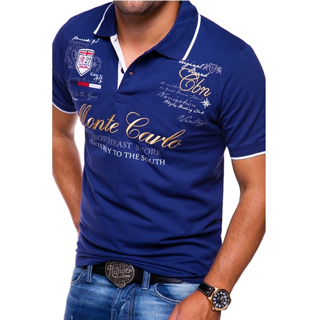 Sergio | Polo Estampado Gráfico Hombre Cuello Contraste Entallado