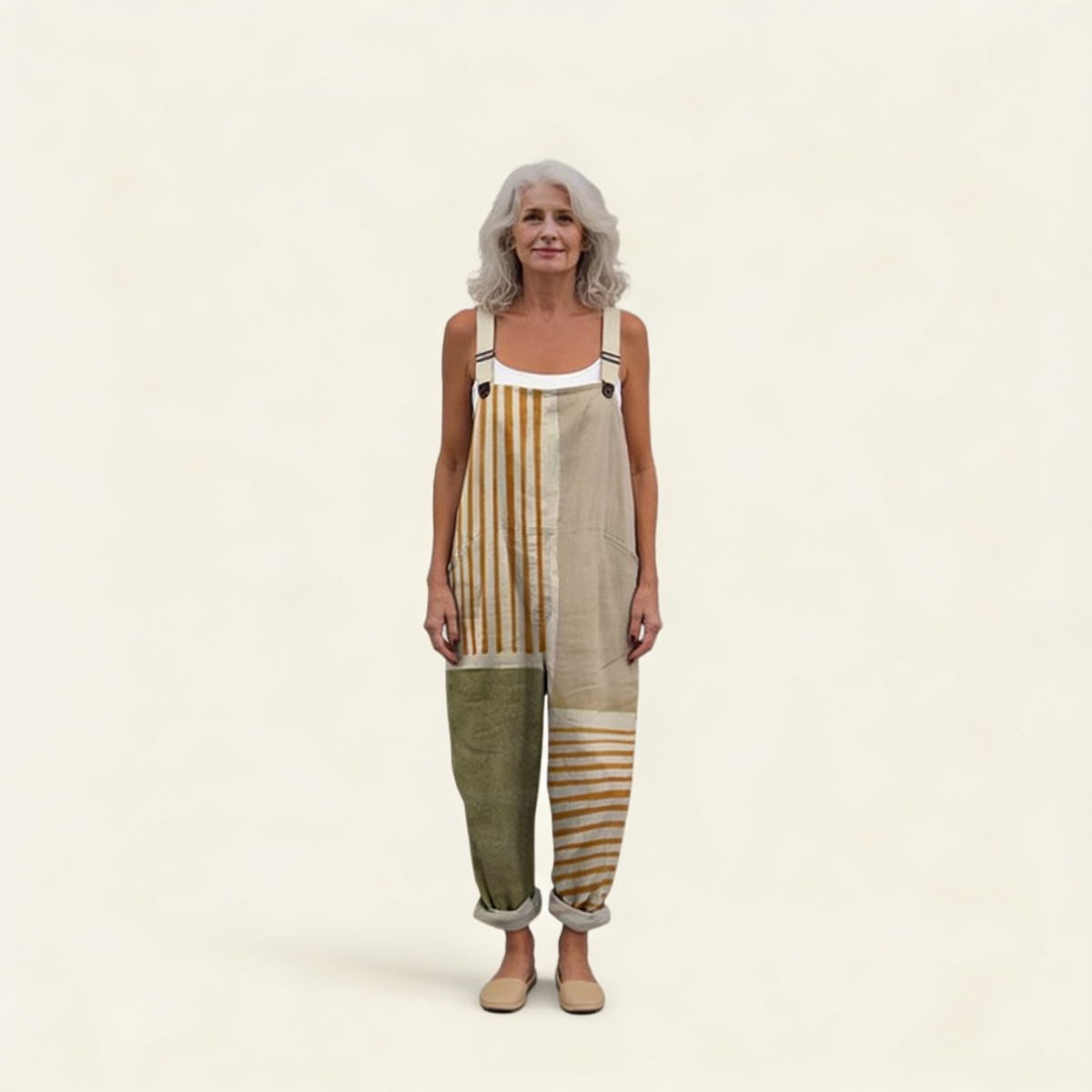 Soledad | Mono Largo de Lino con Rayas Mujer Tirantes