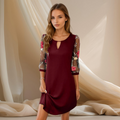 Soledad | Vestido de Cóctel con Mangas Bordadas Mujer Escote V Transparente