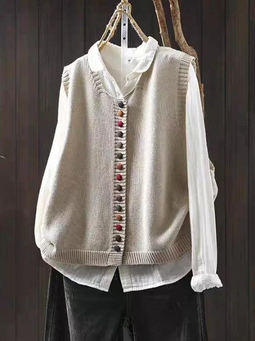 Vega | Chaleco de Punto Mujer Botonera Cuello V