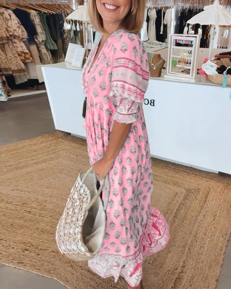 Leticia | Vestido Largo de Verano Boho Estampado Mujer