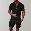 Víctor | Polo con Cremallera y Shorts Hombre Manga Corta Texturizado